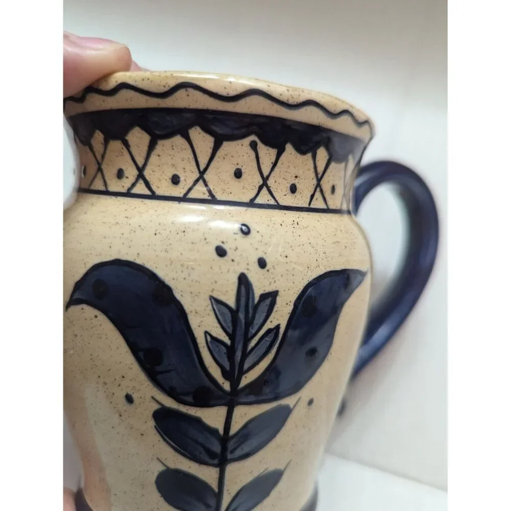 Jim Shore Carolina‎ Trade large mug blue & cream Certified International 5 inch